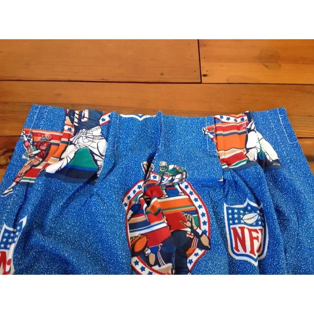 Pair Vtg NFL Football USA Made JC Penney Curtains Fabric Curtain Panels 23x52
